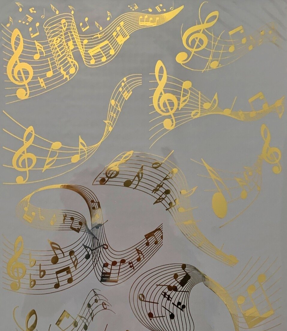 Metallic Gold Foil Accent Music Notes Transfer